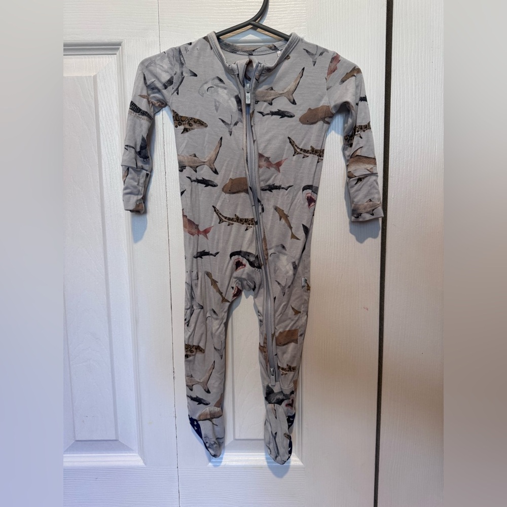 Posh Peanut Gray Shark Print Kids Footie